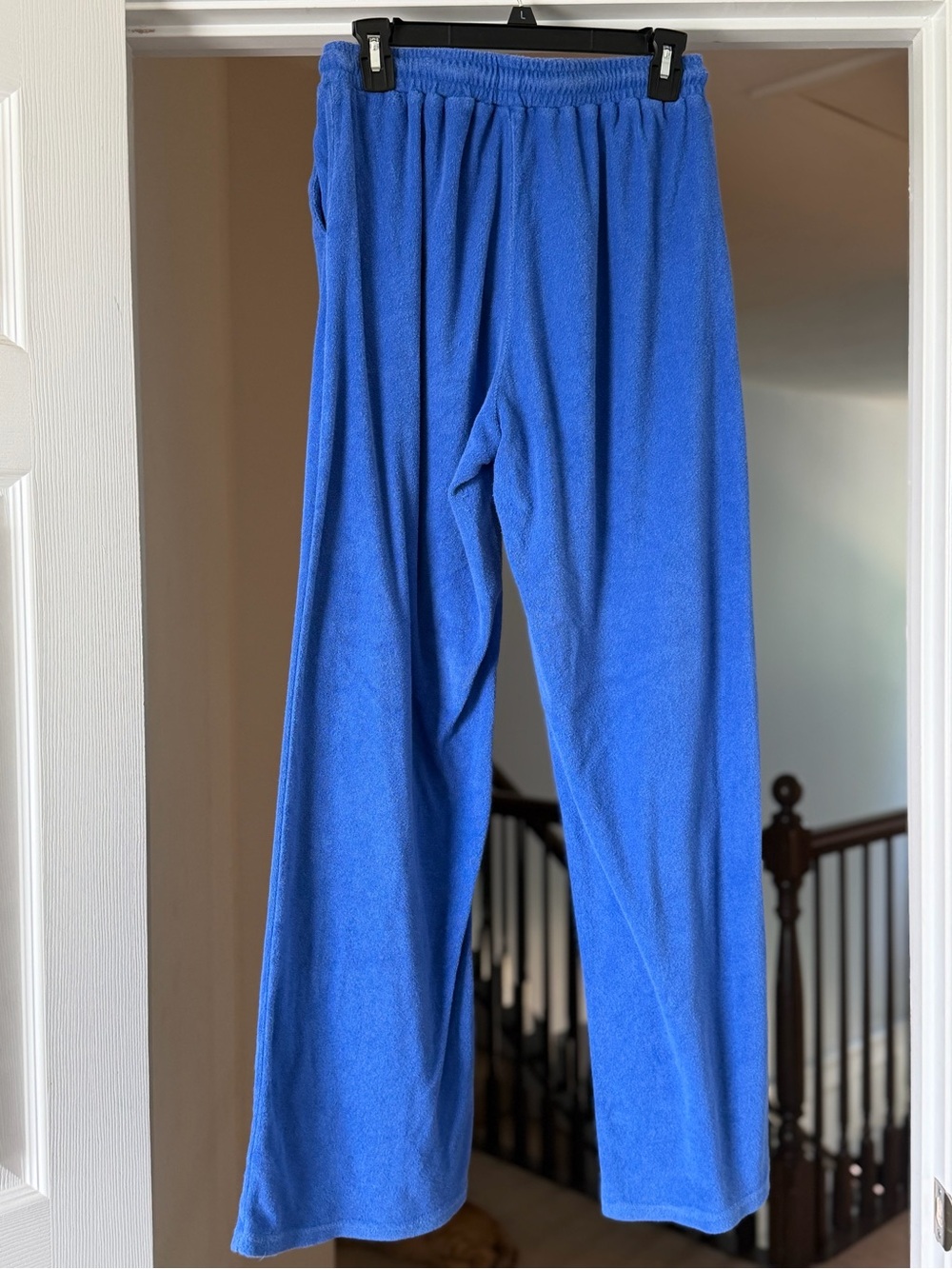 Edikted Blue Terry Cloth Wide Leg Pants Y2K. No size tag. Measures 14” size M - Picture 5 of 6